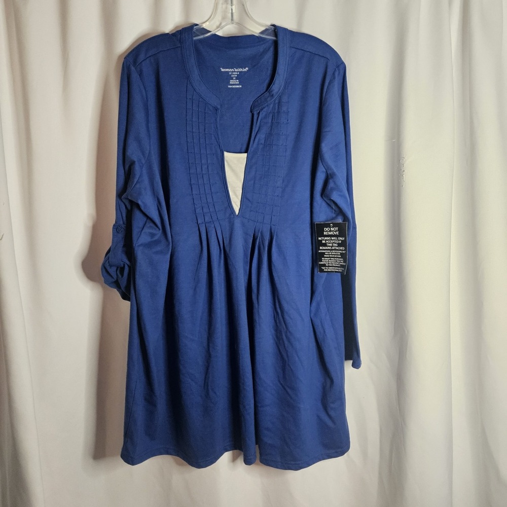 NWT Woman Within 7 Day Layered Look Tunic 1X 22/24‎ New Blue